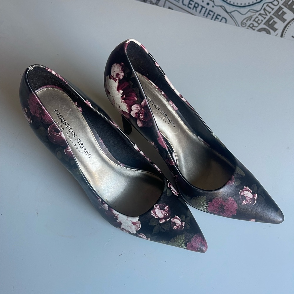 Christian Siriano Black and Pink Pointed-Toe Heels